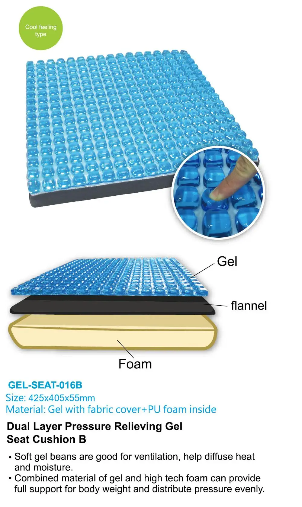 Buy Wholesale Taiwan Dual Layer Pressure Relieving Gel Seat