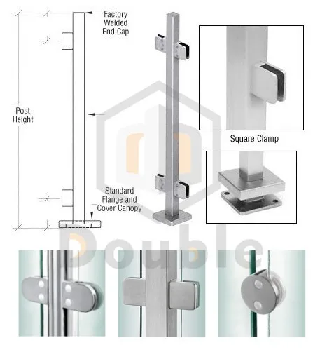 Outdoor Clear Glass Railings with Inox Baluster for Terrace/Balcony factory