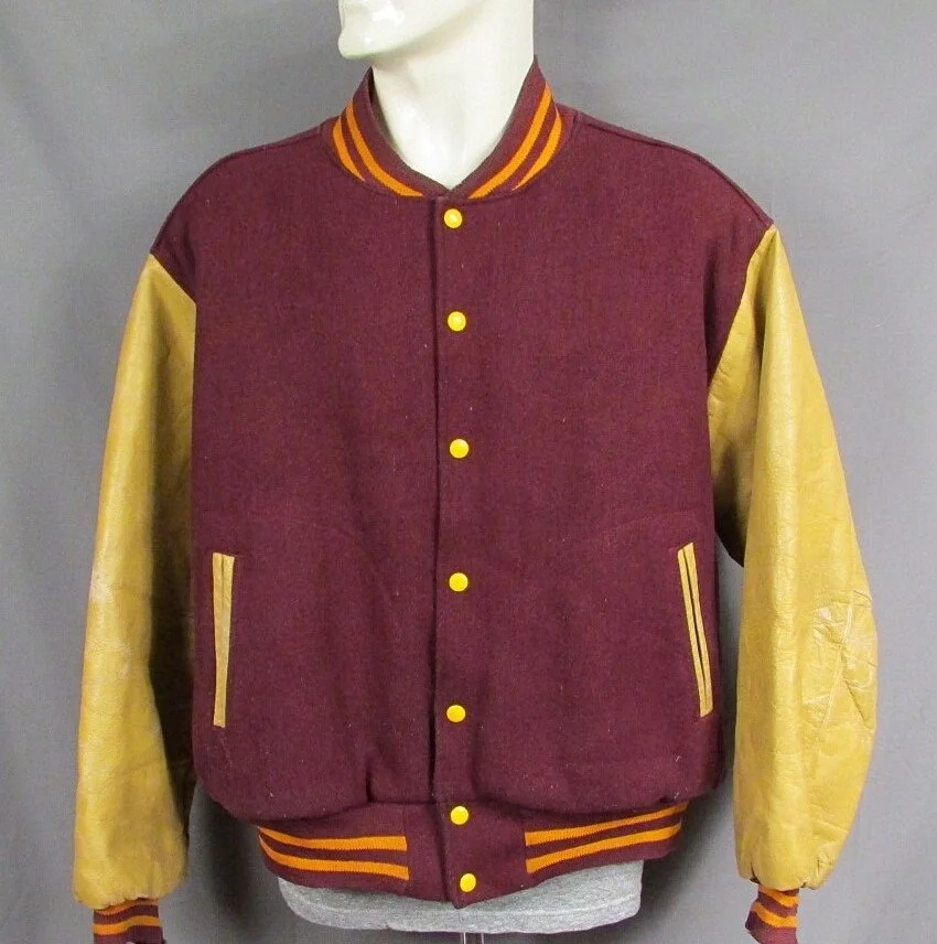 Vintage De Smet Letterman Jacket Saint Louis Varsity Hockey #83 Size 38  Burgundy