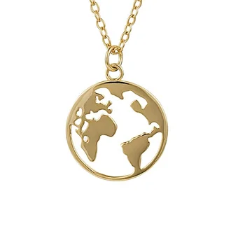 High quality 316L stainless steel jewelry world map cheap necklace