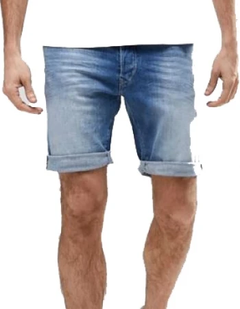 tapered denim shorts