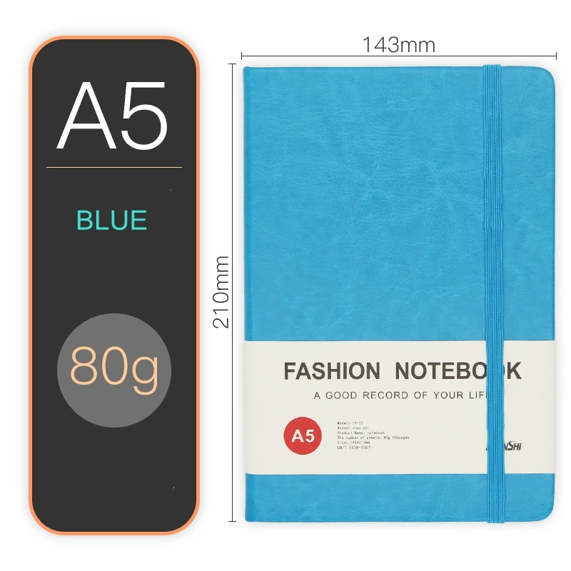 PU A5 Leather Bound Notepad Soft Cover Diary with Elastic Band and Bookmark Stylish Hardcover Design