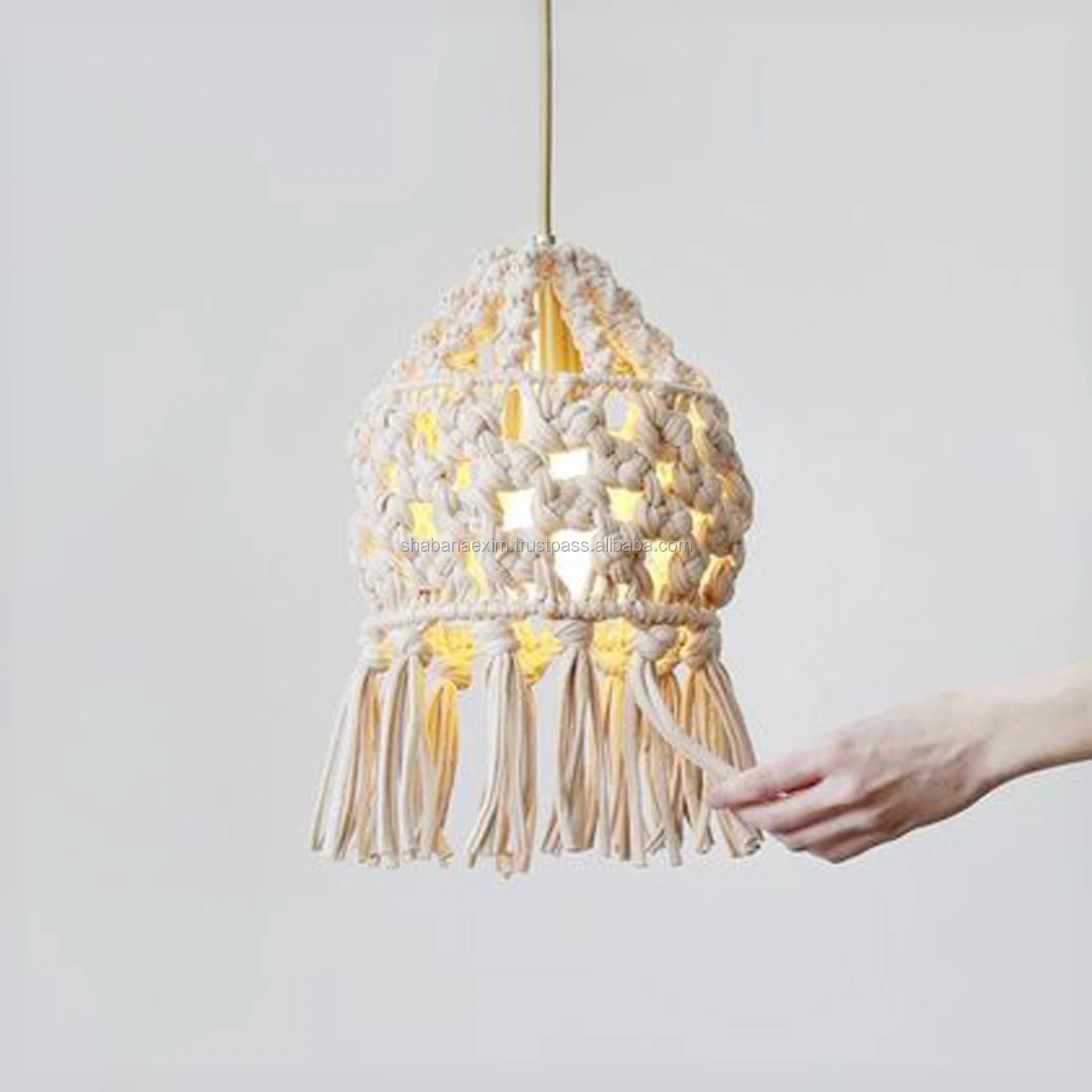 Vintage Handmade Macrame Lampshade Ceiling Pendant Light Shade Boho Art Decor 
