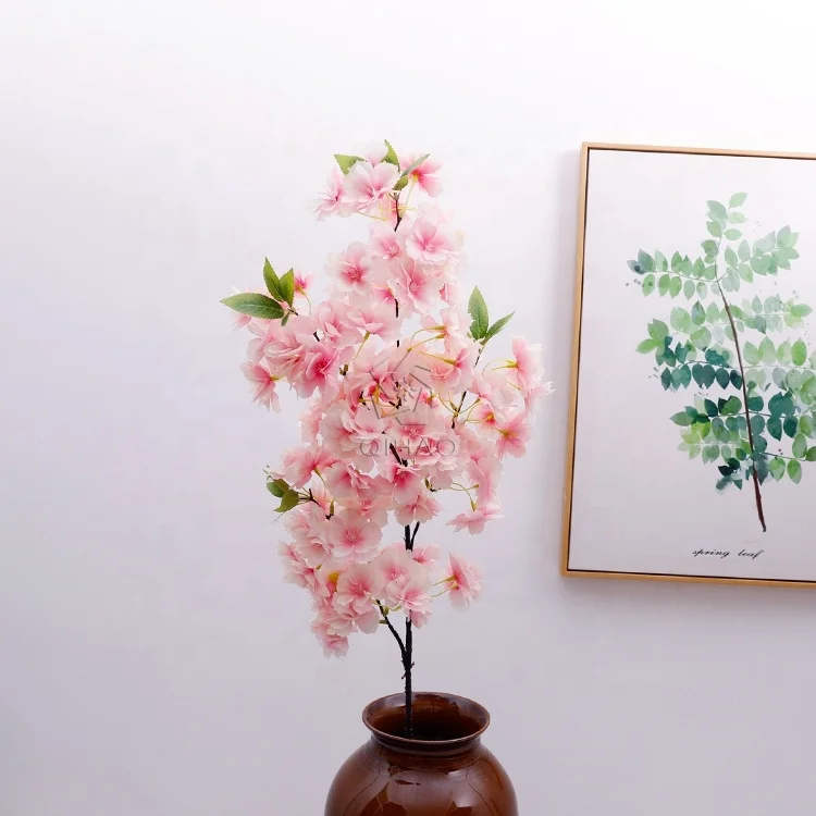 Свадебное украшение Qihao, цветочные композиции, центральный цветок, 3 ветки, цветение вишни, искусственные ветки цветка вишни
