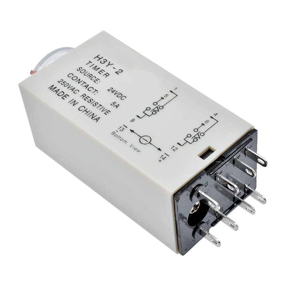 DC 24V 8P Terminals DPDT 0-3 Seconds 3S Delay Timer Time Relay H3Y-2 