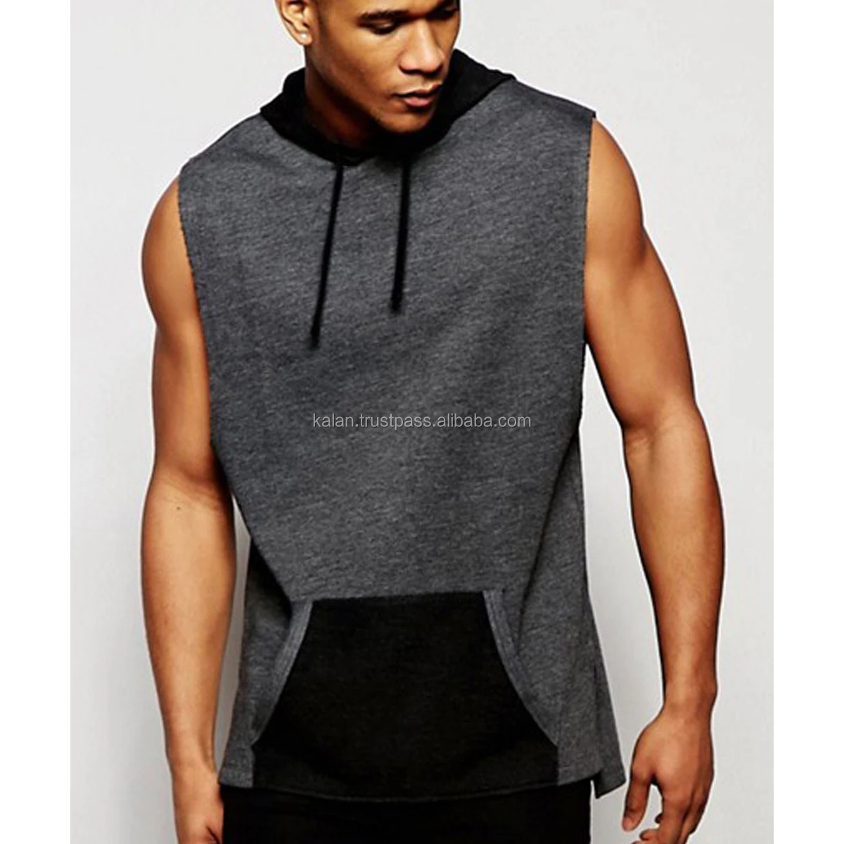 Source Custom graphic logo men sleeveless grey black KFH41 cotton plain  white hoodie lightweight hoodie on m.alibaba.com