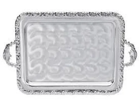 Silver Plated Brass Serving Tray with Handle