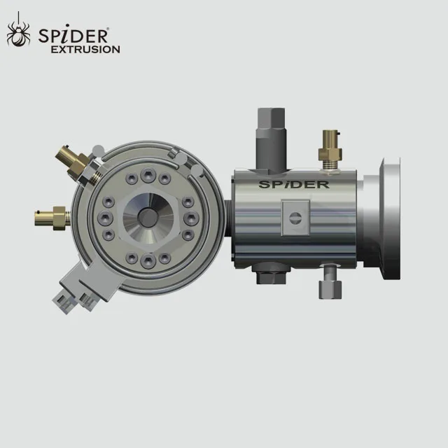 Wire Cable Extruder Key Component Extrusion Crosshead Die Head With Bypass & Flange