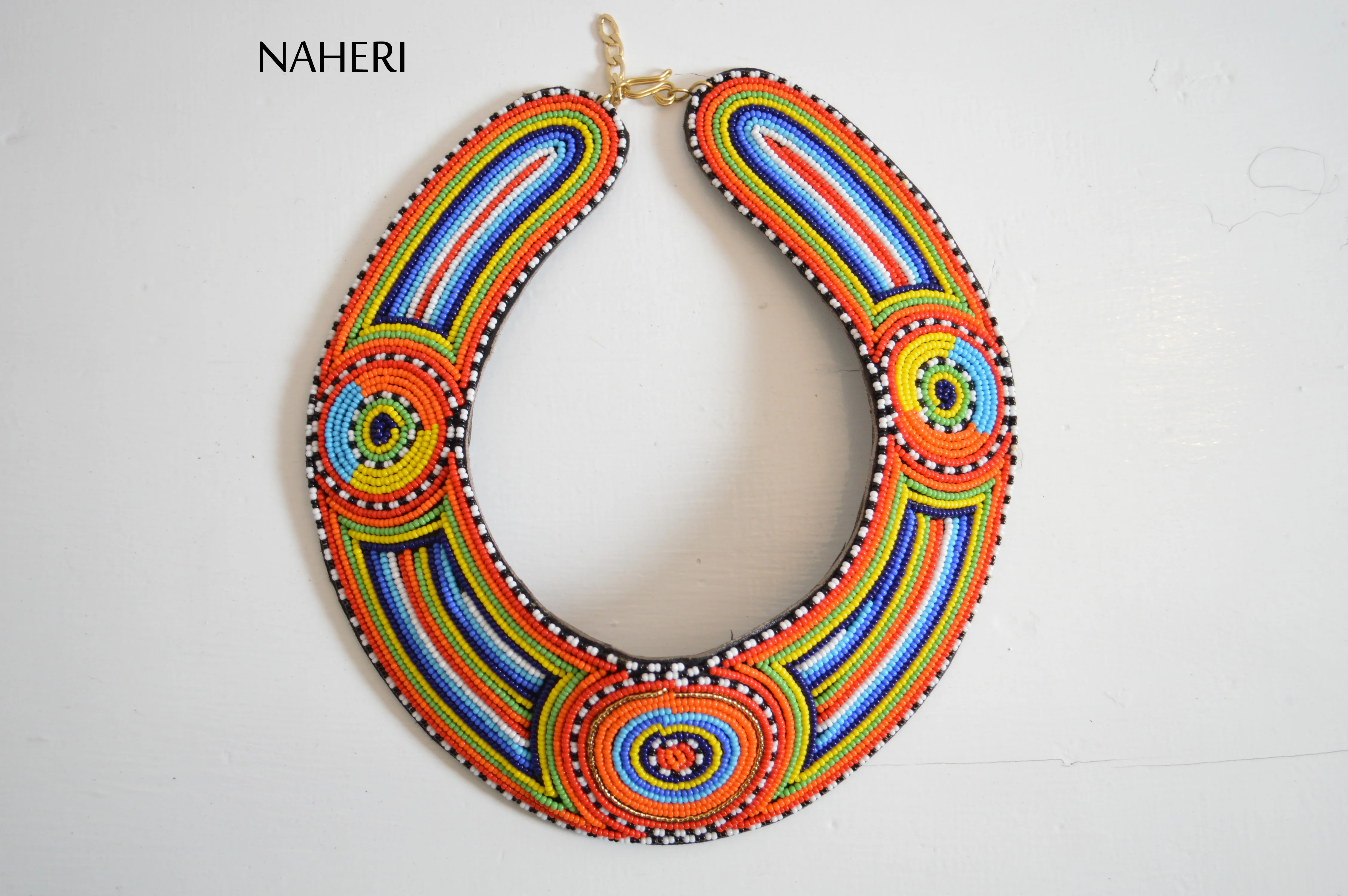 Multi-Color Leather Necklace, African Necklace