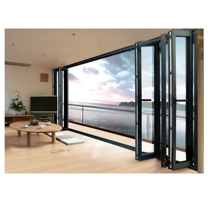 Modern Frameless Bifold Glass Aluminium Door Style Bi Folding Aluminium