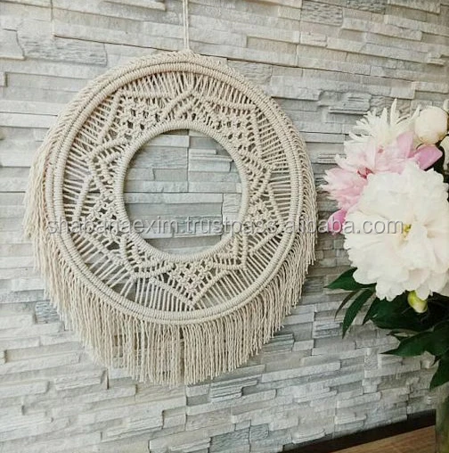 Kit de macramé LEREATI, kits de macramé DIY pour adultes débutants, kit attrape-rêves lunaire, ensemble de bricolage mural comprend cordon de macramé de 3 mm, perles, fournitures de macramé en anneaux