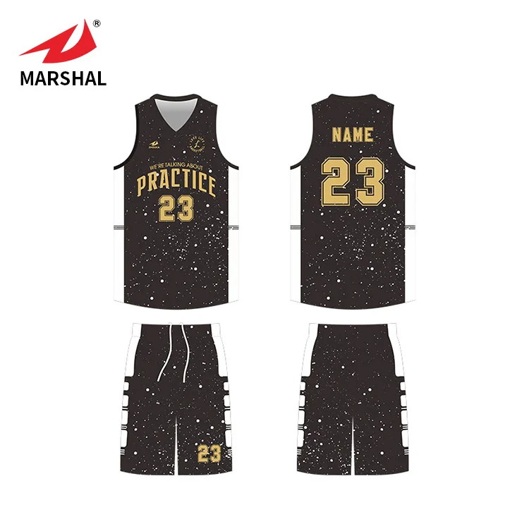 Wholesale Black gold basketball jerseys hot sell basketball wear uniform  wholesale stock sports vest From m.
