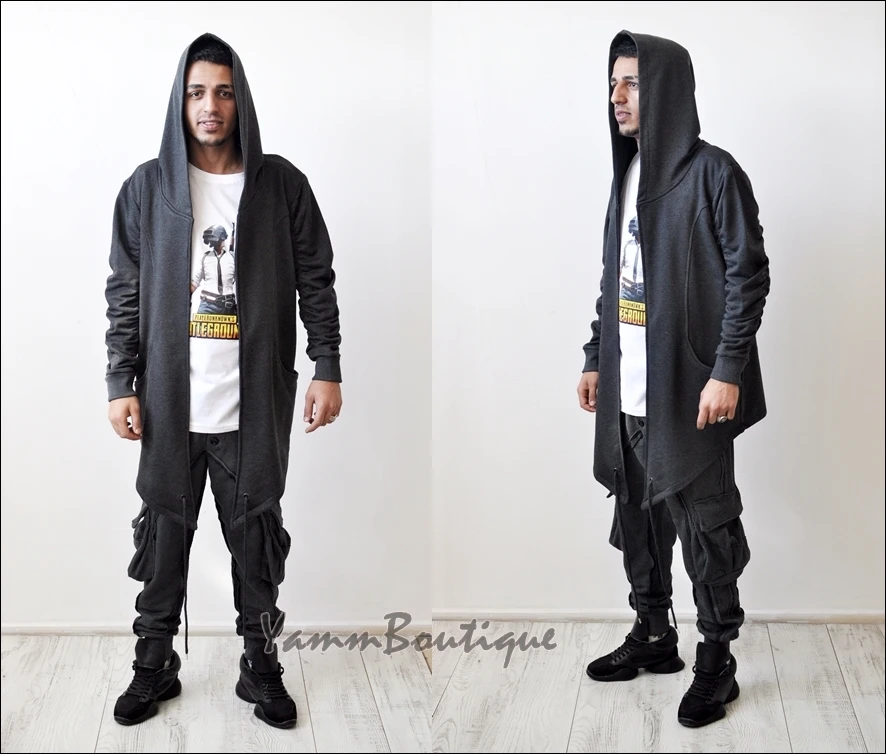Men Oversized Hood Cardigan Kimono Wrap 