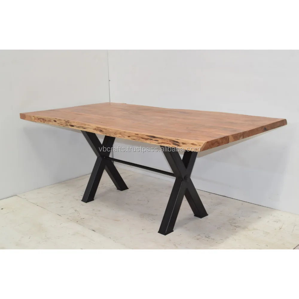 Live Edge Wood Top Industrial Metal Leg Restaurant Dining Table Buy Cross Leg Dining Table Square Wood Restaurant Dining Tables Live Edge Table Product On Alibaba Com