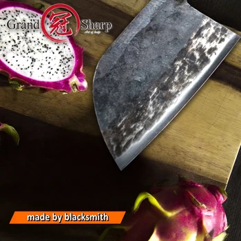 Handmade Chinese Cleaver with Canvas Cover Carbon Forged Steel Chef Knife  Kitchen Knives