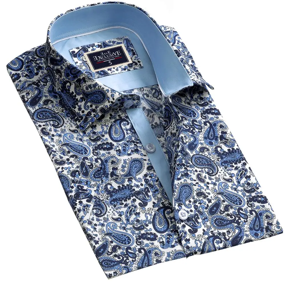 Men's Paisley Trim Short Sleeve Shirt
