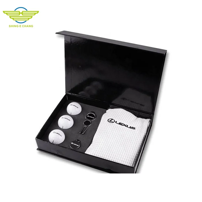 Custom Cardboard  Magnetic Packaging Gift Box Clubs Set Tees Golf Ball Box