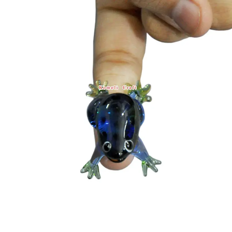 Tiny frog hand blown art glass miniature figurine crystal dollhouse animal 