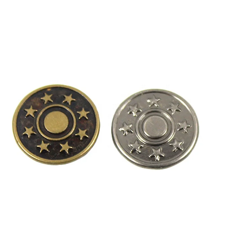 Custom Logo Durable Shank Remove Denim Jeans Buttons Denim Brass Metal Jacket Tack Jeans Buttons