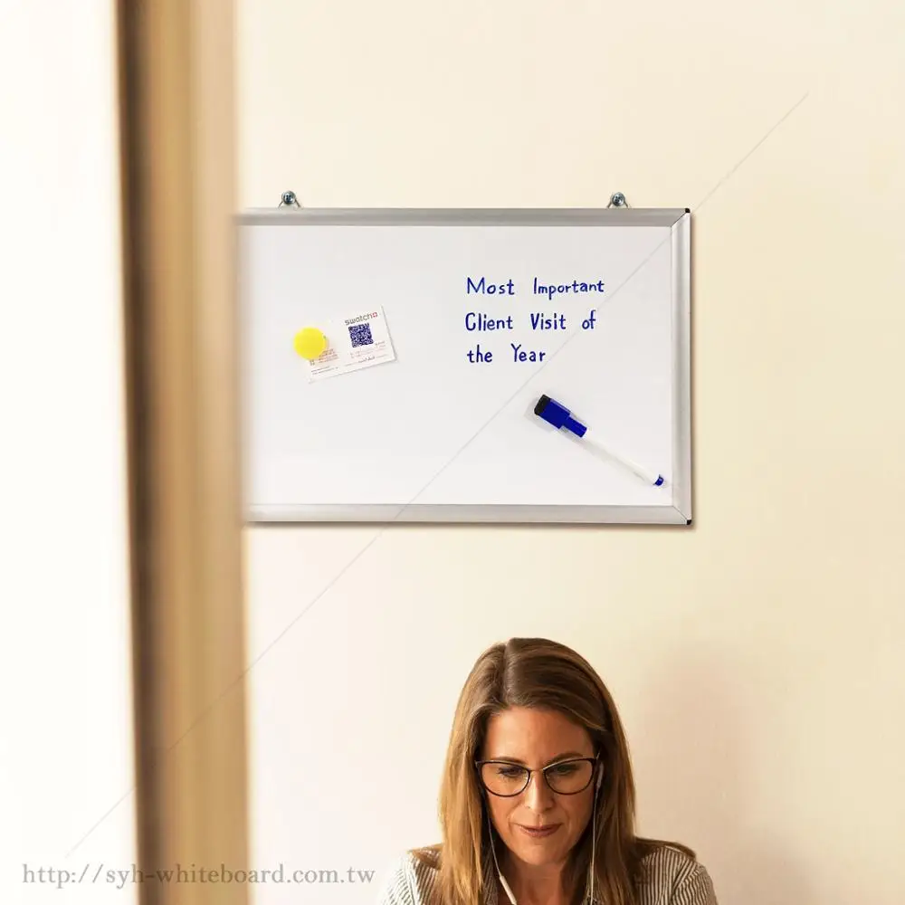 
Элегантная алюминиевая рамка для белой доски с небольшим защитным углом, доска для сухого стирания для школы, дома, офиса 