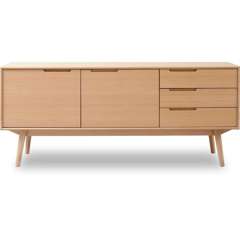 MDF Sideboard Cabinet in Light Oak Veneer Oak Legs Wooden Cabinet