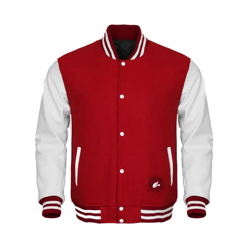 Jaket Letterman Kampus Dengan Logo Kustom Jaket Sekolah Sma Dengan Nama Lengan Kulit Putih Dan Badan Wol Merah Buy Jaket Pria Jaket Pria Jaket Denim Jaket Jaket Kulit Pria Jaket Pria Varsity Jaket