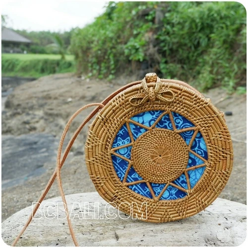 Round Rattan Sling Bag