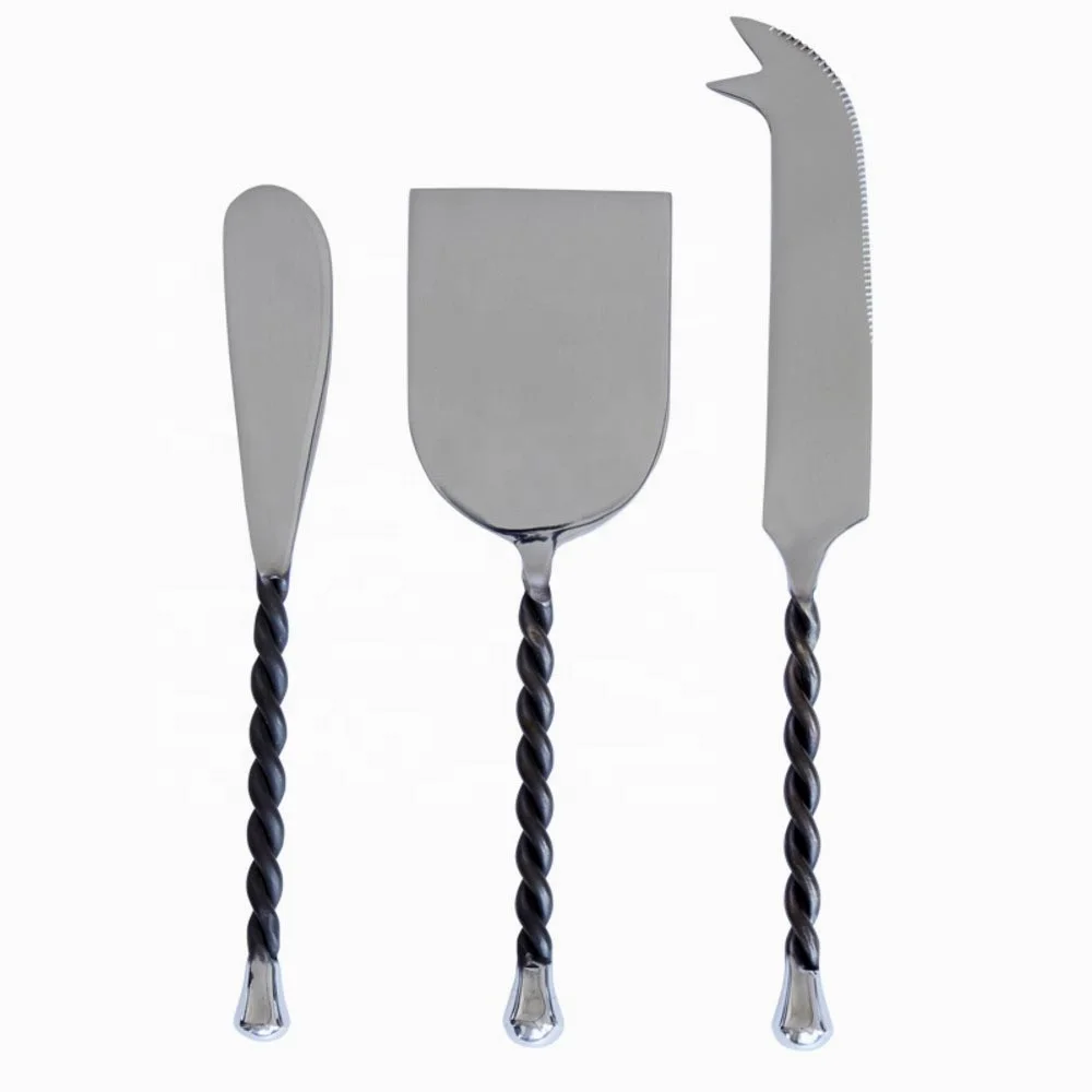 Triangular Black Hammered Handle Cutlery Set stainless steel