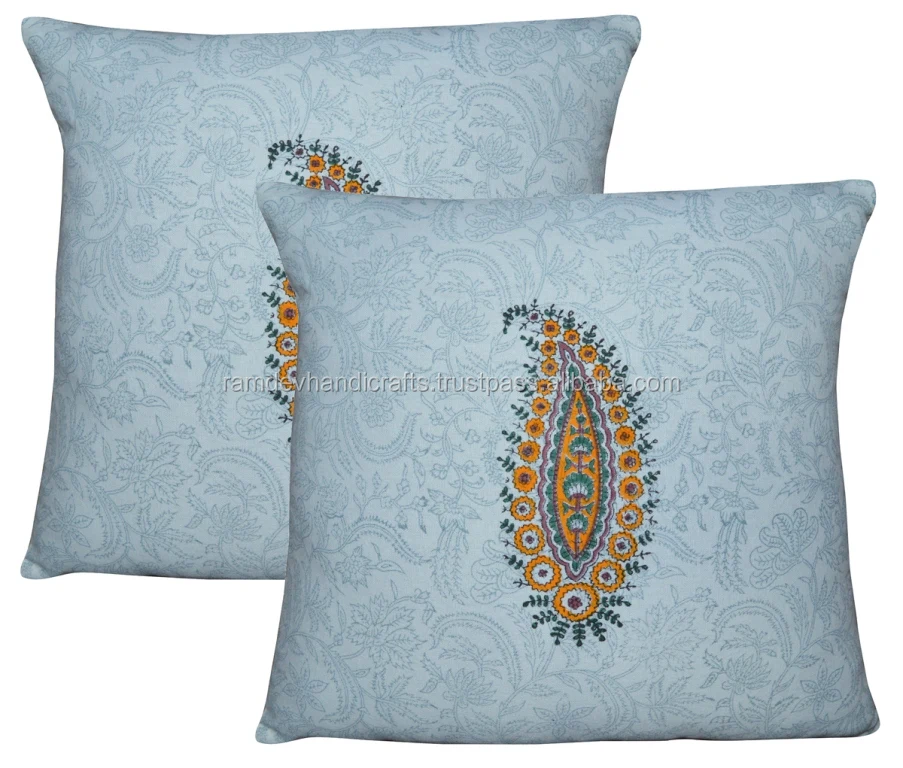 PURE COTTON HAND BLOCK PRINT CUSHION COVER INDIAN PILLOW CASE THROW ETHNIC DECOR