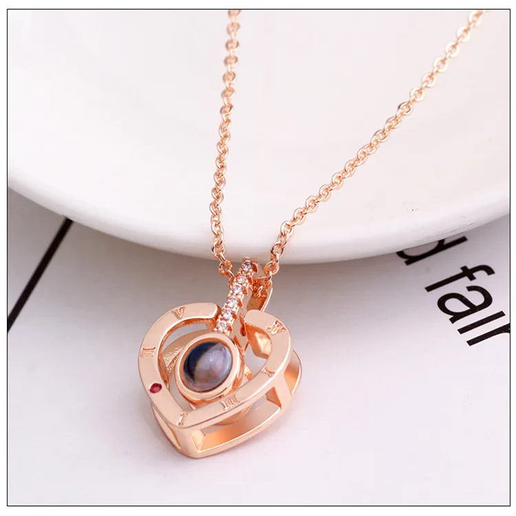 Love Shape With Stone Necklace Pendant 