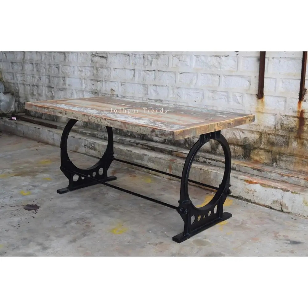 Antique Furniture Industrial Cast Iron With Reclaimed Rough Wood