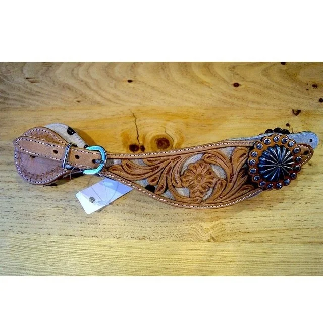 Spur Strap High Quality Dd Leather Used Western Spur Straps Hand Carved