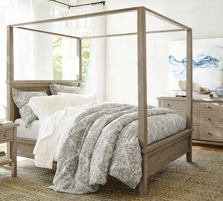 Роскошная однотонная деревянная французская/Классическая/антикварная кровать для спальни, комплект мебели из Индонезии, оптовая продажа