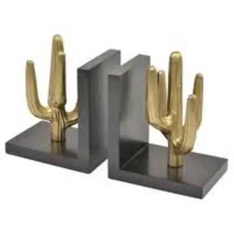 Modern Bookend for Office & Desk Organizer - Cactus Sculpture