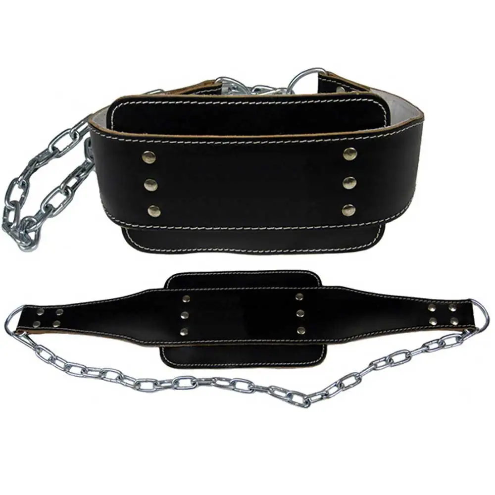 Gaf Straighten Waist Leather Dipping Belt Weight Lifting Metal Chain