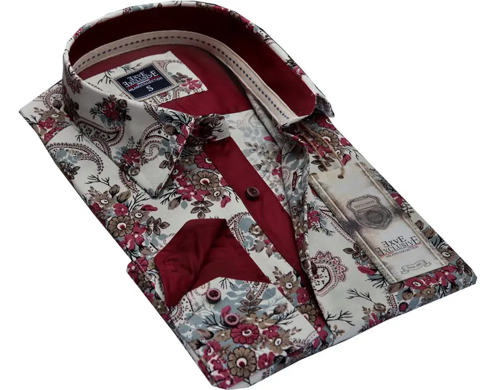 burgundy floral dress shirt KITON Size M Burgundy Floral Long Sleeve Shirt – Sui Generis Designer  Consignment main image 0