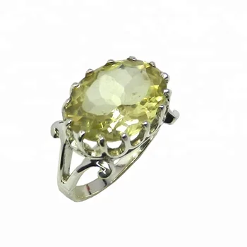 Breathtaking antique 925 sterling silver lemon quartz gemstone ring wholesale 925 silver ring jewelry valentine gift rings
