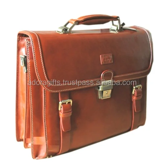 Brown Color Leather Laptop Bag Genuine Leather Business Men Travel