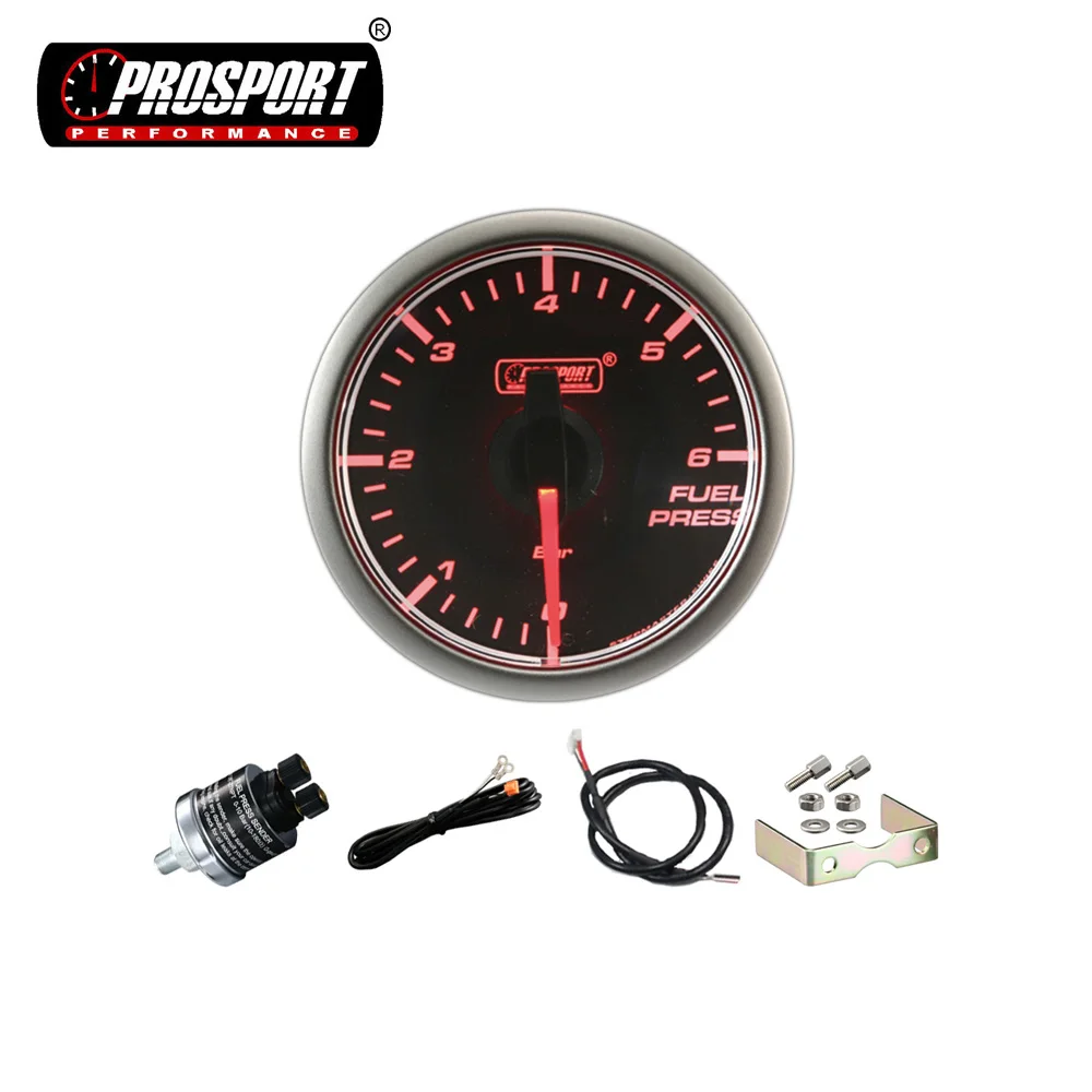 For 45mm Electric Fuel Pressure Gauge 0~6 BAR Black Faceplate New 12V Compatible for Chevrolet LED Analog Display Car