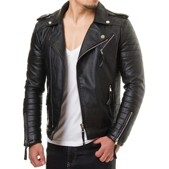 2018 men hot style biker leather jacket