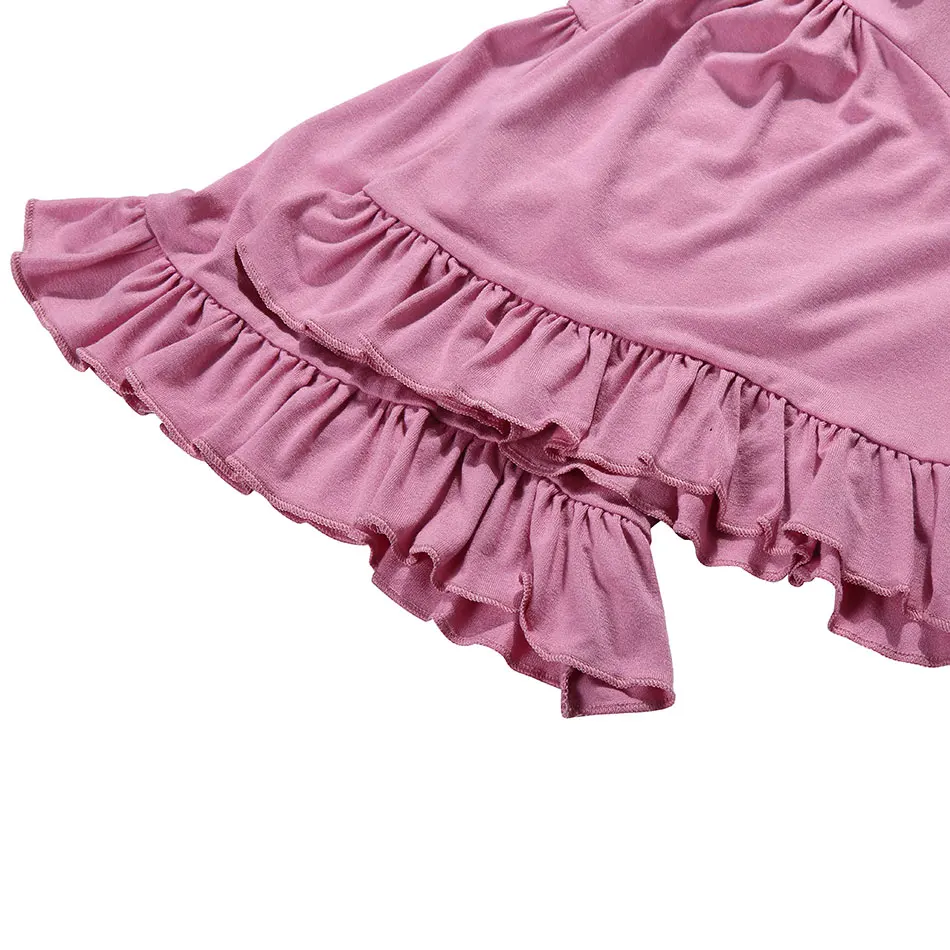 Высококачественный однотонный топ с оборками для маленьких девочек с белым кружевом