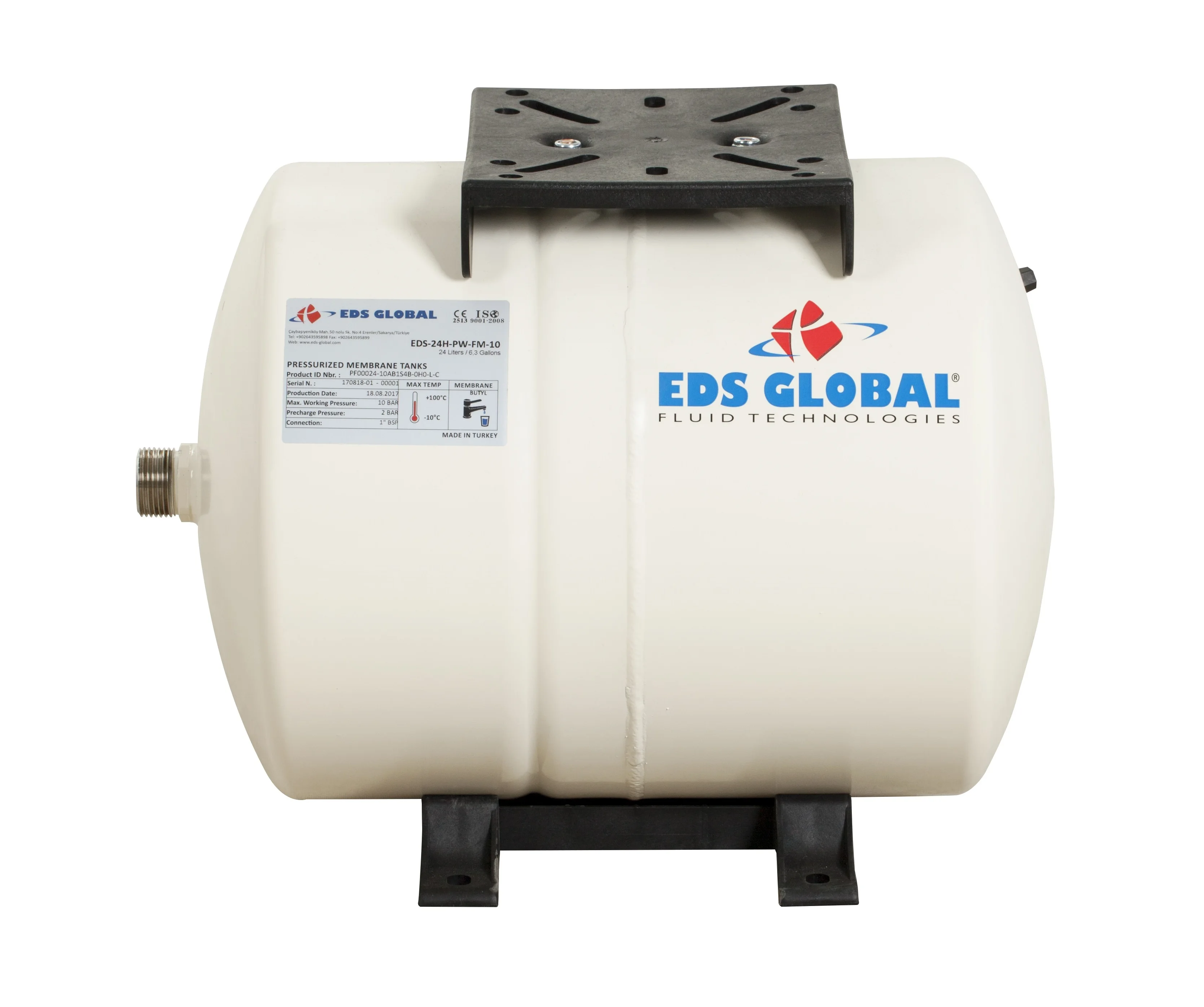 24 LT  EDS GLOBAL Horizontal Diaphragm Pressure Tank Expansion Vessel Pressure Vessel Water Pump Tank