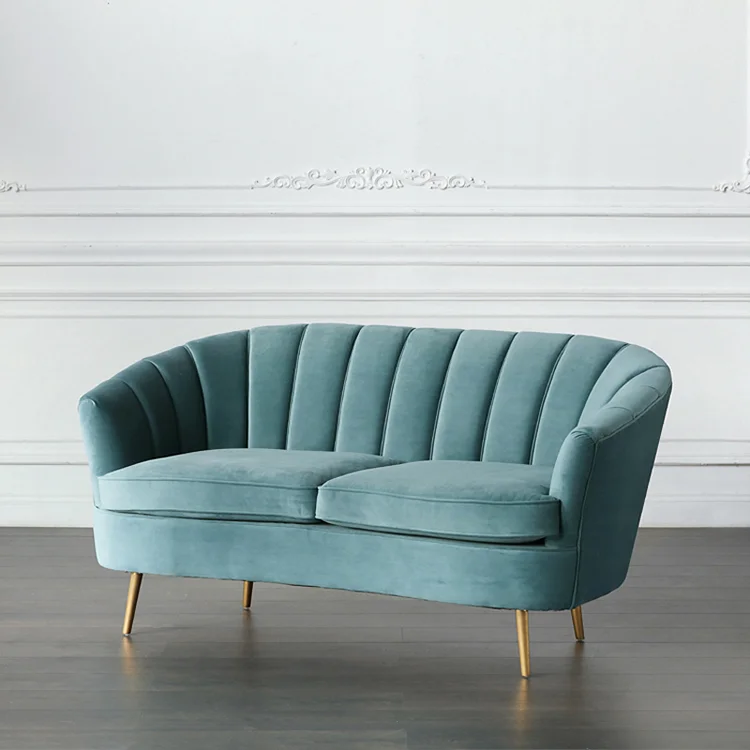 Living Room Furniture 2 Seats Gold Legs Velvet Sofa Buy Living Room