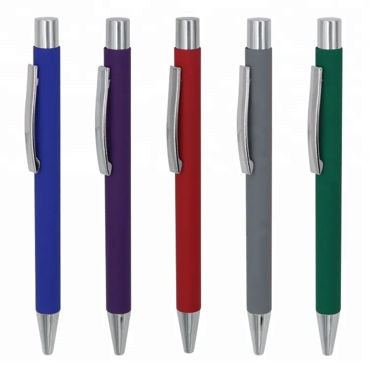 Custom Logo Give Away Pens Matte Metallic Color Ball Pen