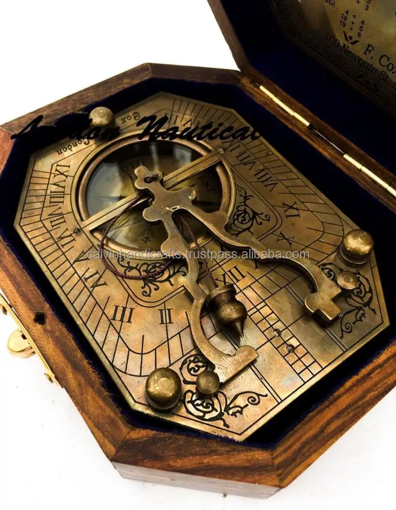 Brass Antique Original Wi Antique Maritime Compass Pendulum Sundial