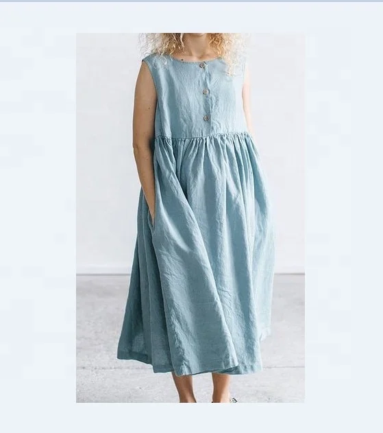 Women's Soft Linen Maxi Dress With ...