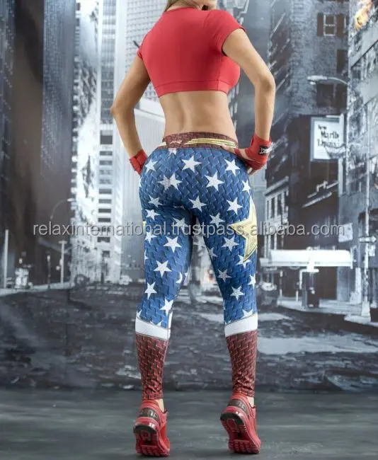 Source Wonder Woman-mallas deportivas para Leggings ajustados con diseño de bandera de EE. UU. on m.alibaba.com