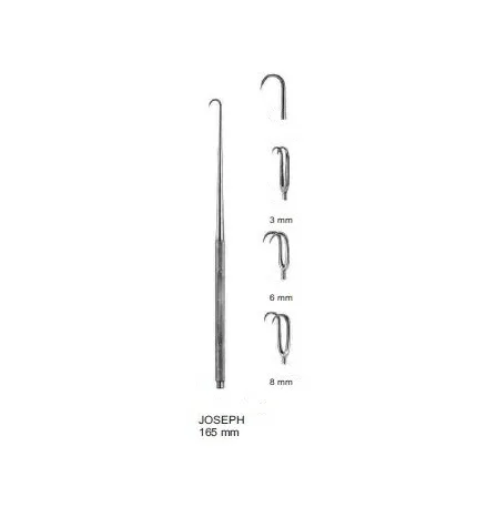 Premium Instruments Joseph Skin Hook - Single Prong, Sharp, 6.25" Flat Handle - Surgical Retractor
