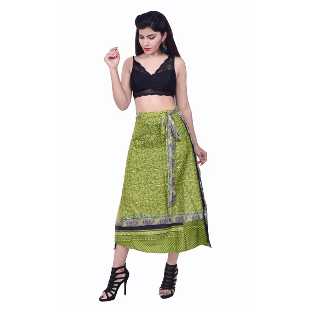 50 Mid-Calf Length Vintage Silk Sari Magic wrap skirts dress Wholesale lot SW1 