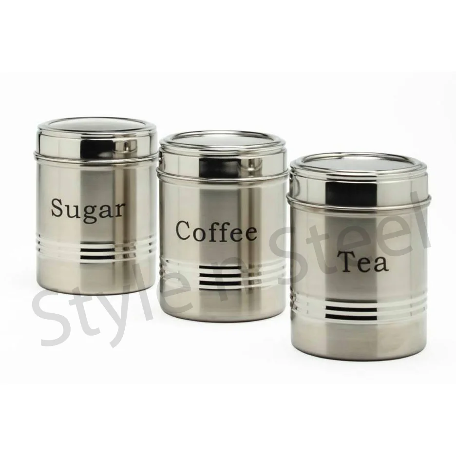 Customized Design Airtight Tea Tin Canister Tea Sugar Coffee Canister Ribbed Storage Canister